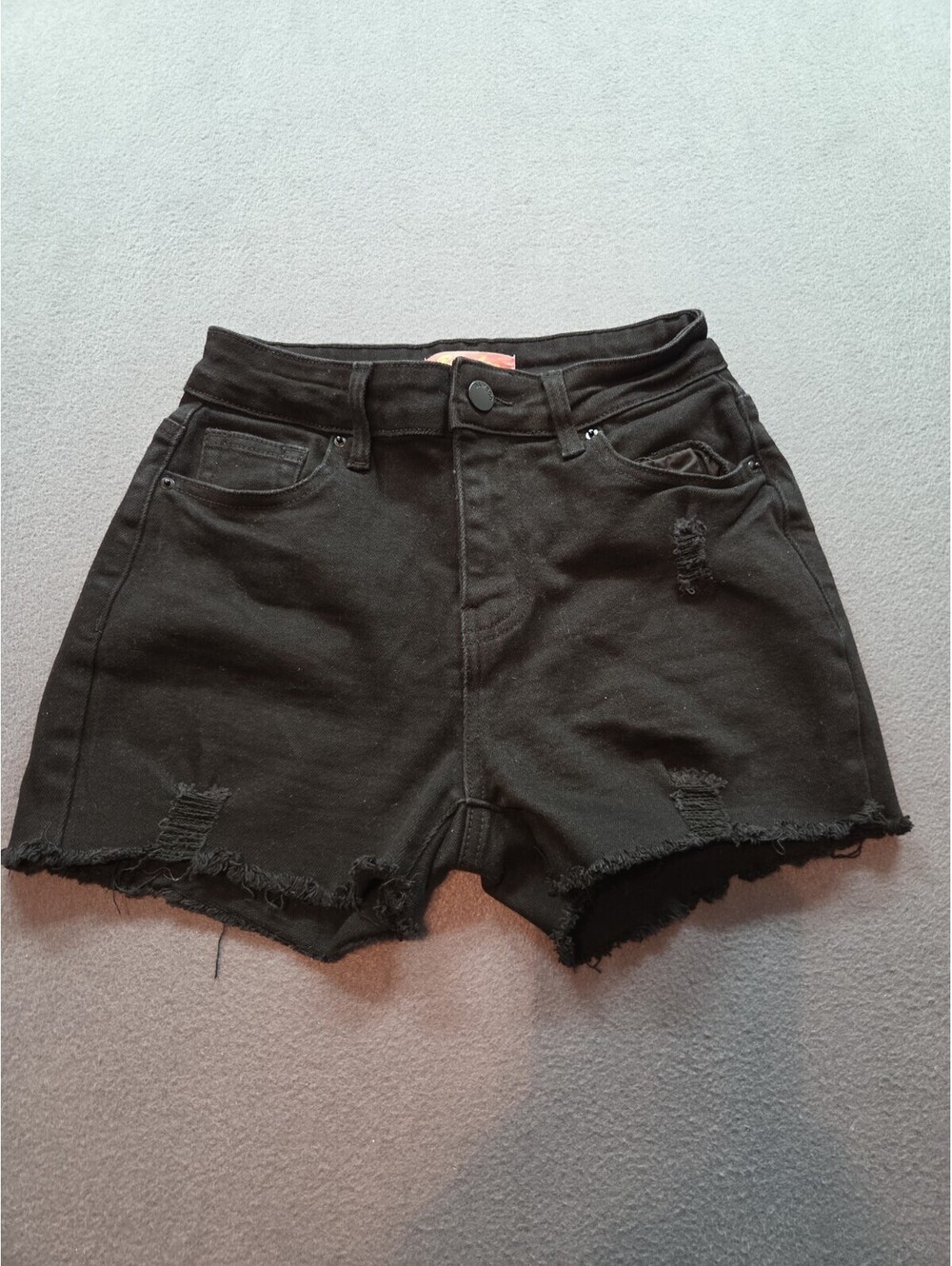 women's/juniors black distressed denim shorts by Bamboo size 5